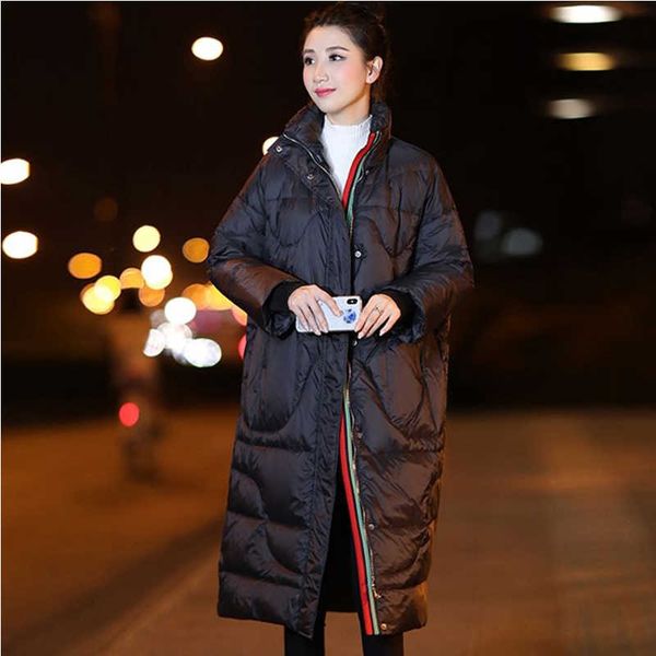 

women's down fashion thick warm coat lady cotton parka long jaqueta winter jacket with hood 201014, Black