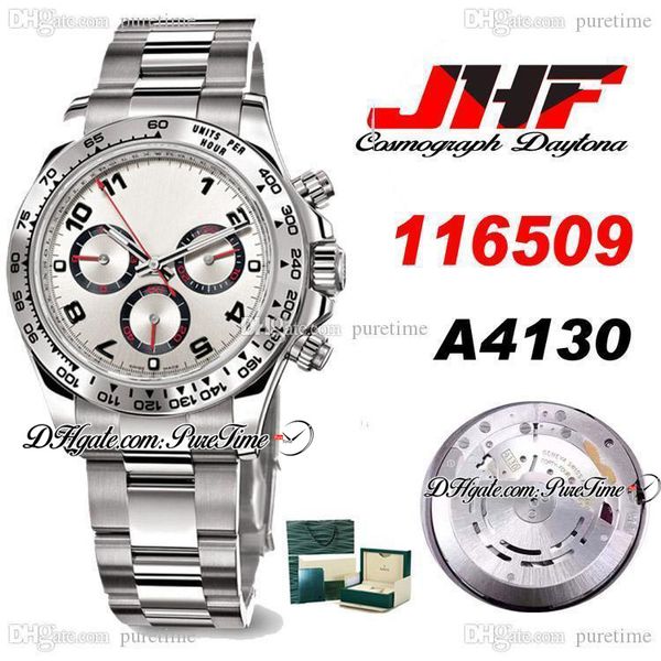 

jhf a4130 automatic chronograph mens watch steel case silver dial number stainless steel bracelet edition 116509 ptrx 2020 puretime j10, Slivery;brown