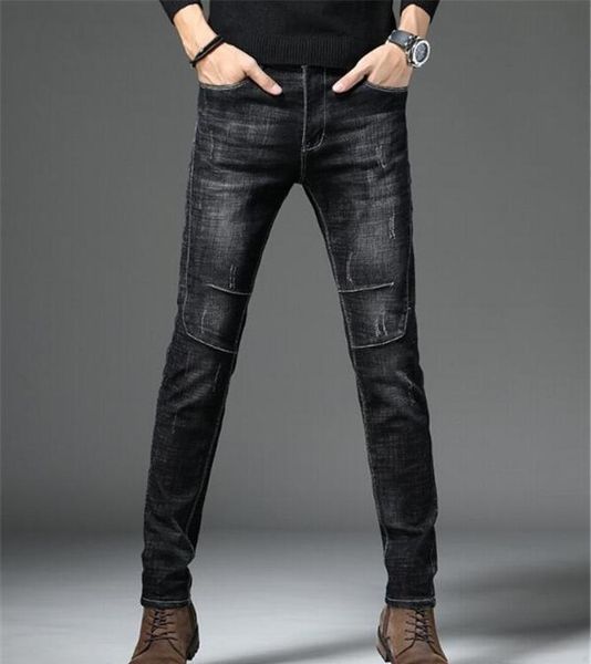 

stretch skinny jeans men casual black denim jeans mens hight quality cotton trousers pants clothes slim business homme, Blue