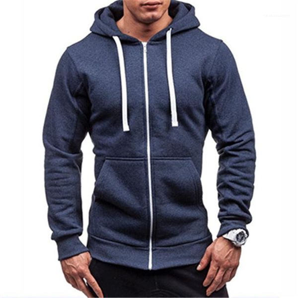 

hoodies fashion trend long sleeve cardigan hooded sweatshirts male spring new casual loose with pocket hoodies mens solid color zipper, Black