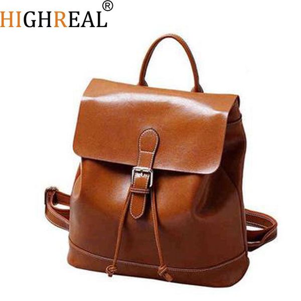 

backpack style highreal genuine leather backpacks ladies casual vintage cowhide travel oil wax women and girl bags