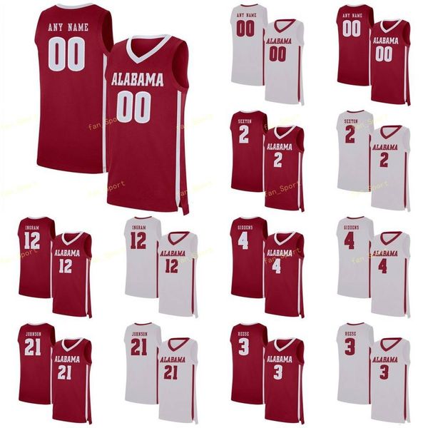 

alabama crimson tide college basketball jersey 3 alex reese 30 galin smith 33 james rojas 34 sam okauru men women youth custom stitched, Black