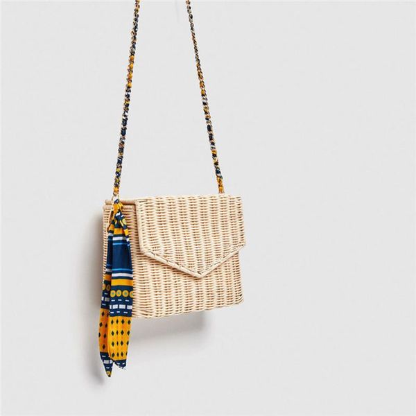 

2020 fashion rattan straw beach bags summer ladies handbags style bohemian chain shoulder bag lapel women designer handbags