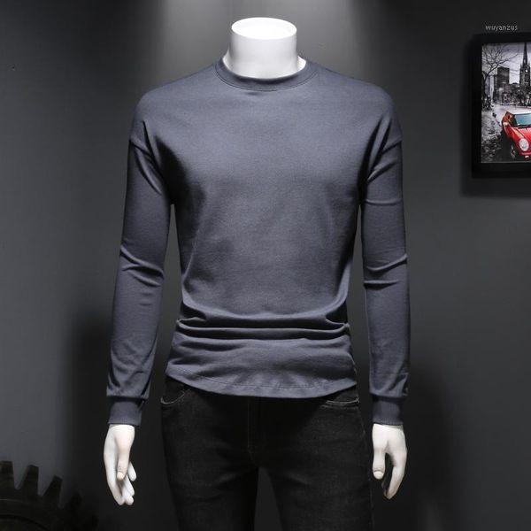 

2020 autumn and winter men's high-neck long-sleeved t-shirt large size thickening bottoming shirt cotton solid color small shirt1, White;black