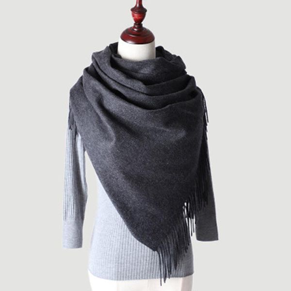 

scarves men scarf winter cashmere wool shawl warm thick tassels solid large size stole wrap 2021, Blue;gray