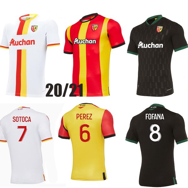 

2020 2021 rc lens soccer jersey maillot de foot fofana ganago kakuta 20 21 home away third fourth men football shirt, Black