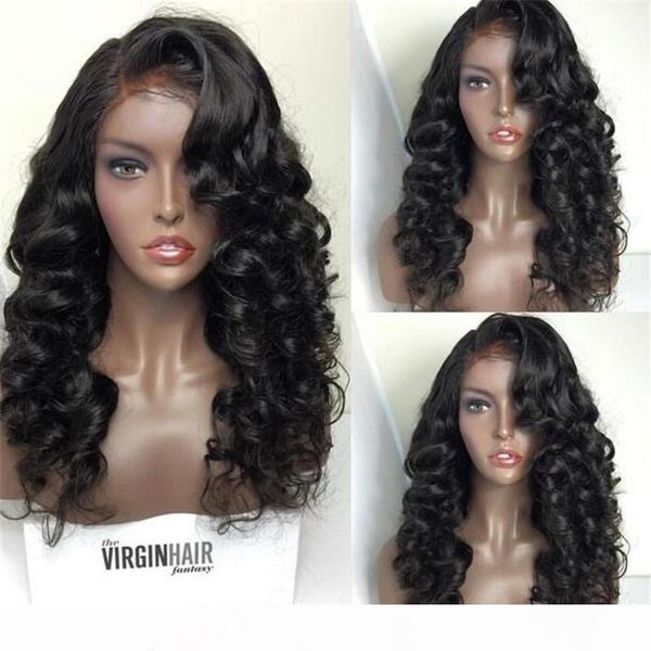 

brazilian hair deep wave human hair wigs glueless full lace human hair wigs for black women lace front wig, Black;brown