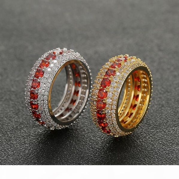 

2019 hip hop mens gold ring iced out rings micro pave cubic zircon promise diamond finger rings luxury designer brand personality gift, Silver