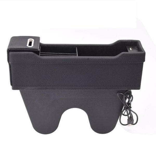 

4 color car seat organizer gap pocket pu leather crevice storage box with 2 usb charger auto universal for passenger driver