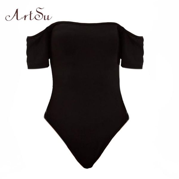 

off shoulder long sleeve soild casual bodysuit slash neck bodycon teddy one piece bodysuit asju60747, Black;white