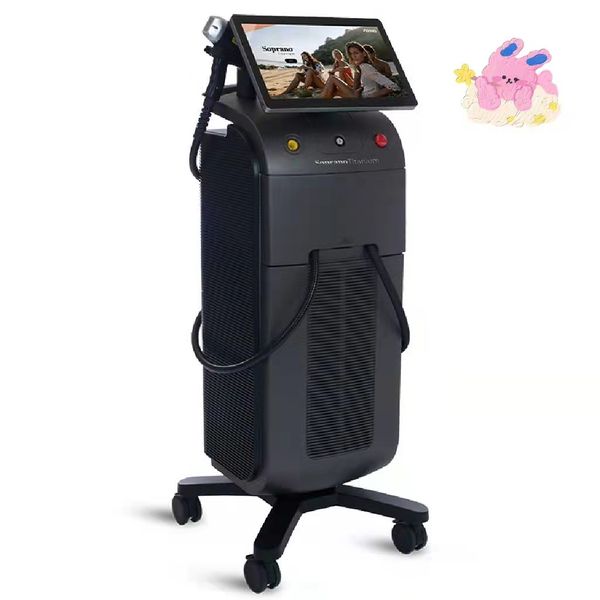 

three wavelength 755 808 1064nm diode laser machine single /double handles permanent hair removal aesthetics device 2 years warranty, Black