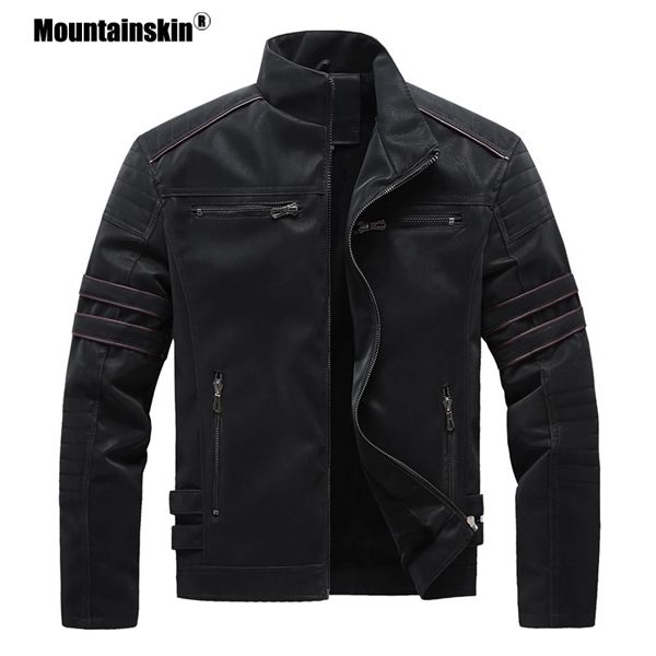 

mountainskin autumn winter men's jackets motorcycle pu jacket male biker leather coats mens brand clothing eu size sa896 c1103, Black;brown