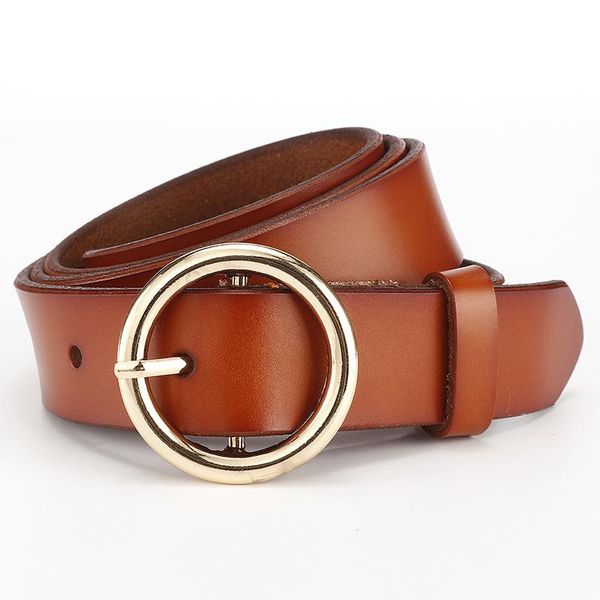 

split leather solid pin brown belt 2.8cm for women, Black;brown