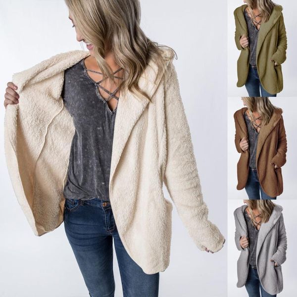 

coats and jackets women cardigan hood comfortable slim coat pockets hooded open stitch winter vintage coat, Black