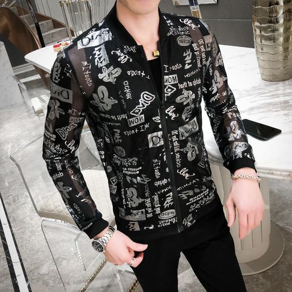 

chaqueta hombre sunscreen hairstyle division jacket sociology loose coat man 2020 summer fashion shining night clothes1, Black;brown