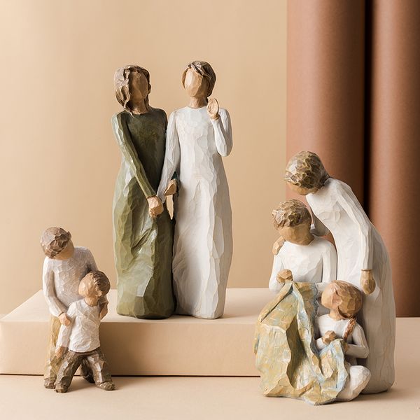

nordic love family resin figurines ornaments family happy time mum dad and children home decoration accessories for living room 1007