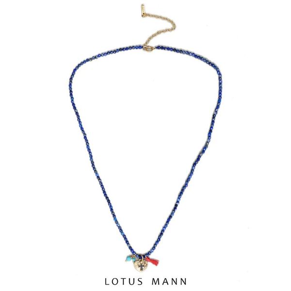 

lotus mann golden cross heart shape with natural lapis lazuli mini pendant fine necklace, Silver