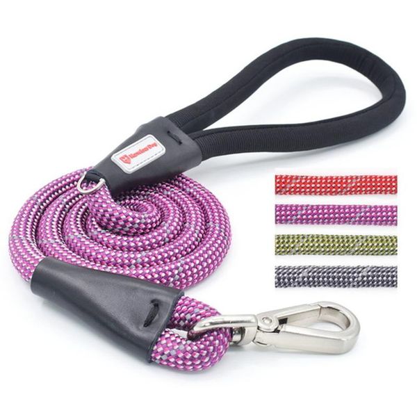 

dog collars & leashes heavy duty leash strong durable large nylon traction lead rope no pull thick knitted for big medium dogs pet supplies