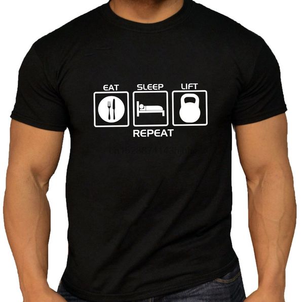 

new premium eat sleep lift kettlebell men black t shirts sports long cycle weights short sleeve t shirt sport hooded sweatshirt hoodie
