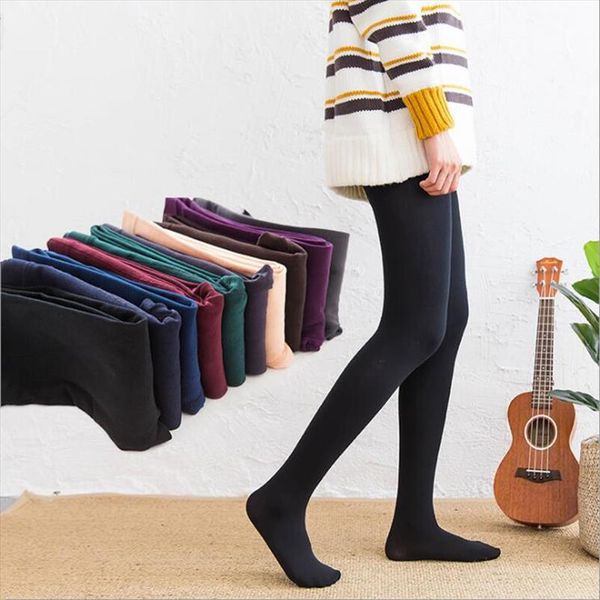 

aprmhisy new fashion autumn winter womens warm leggings solid elastic stretch soft velvet pants drop shipping, Black