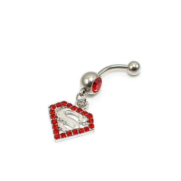 

1 color belly button superman ring body piercing jewelry fashion charm 14ga 5/8 balls navel belly dangle krbbo, Silver