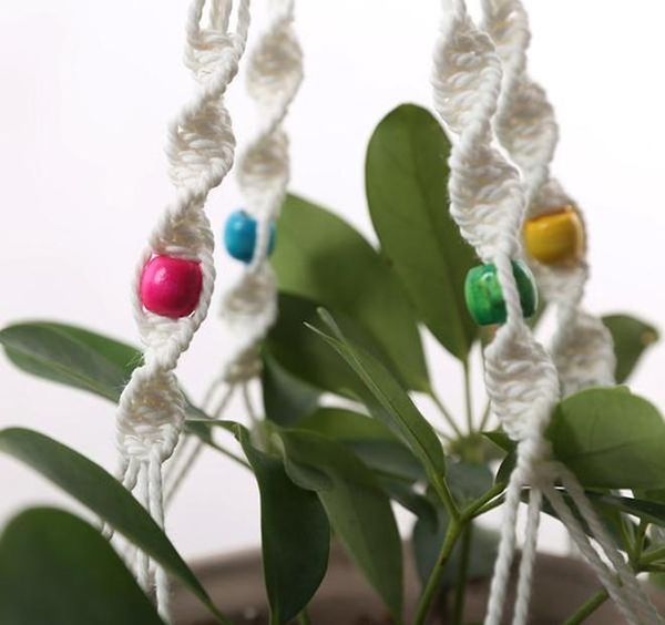 

plant hanger natural cotton rope crochet basket flower pot net holder container basket hanging flower pots deco wmtomt infant2005, Blue