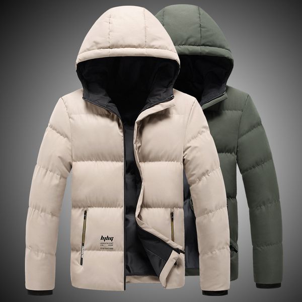 

winter down jackets warm thick coats men casual parkas letter print overcoats mens hooded windbreaker kg-208, Black