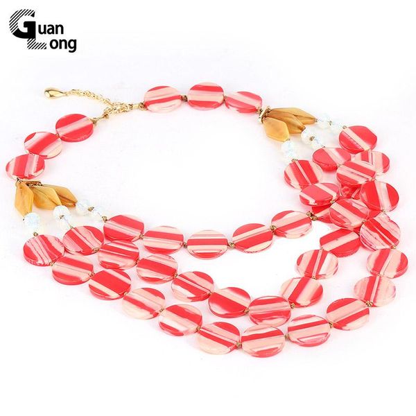 

chokers 2021 spring collection fashion ladies necklaces multi layer flat resin beads necklace for women costume jewelry, Golden;silver