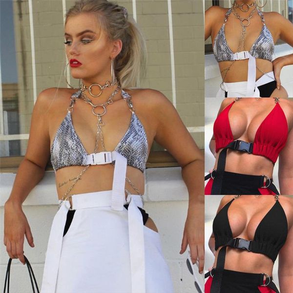 

women casual solid ladies front buckle bralette bralet bra bustier crop unpadded tank  3 colors, White