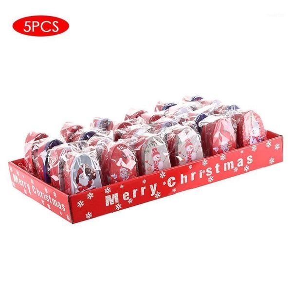 

5pcs christmas candy box iron candy jar set santa claus sweet storage can random color patterns (boxed)1
