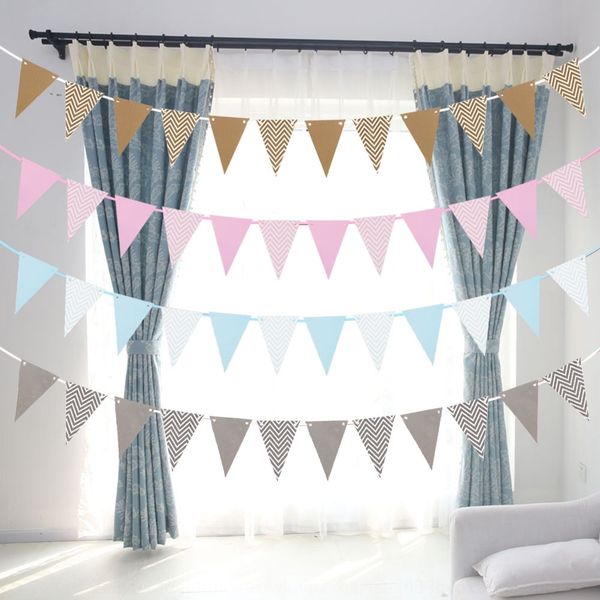

vlzaq new wavy decorative wave flag shopping mall classroom distribution supplies paper wocc9 flag-pulling triangle flag triangle