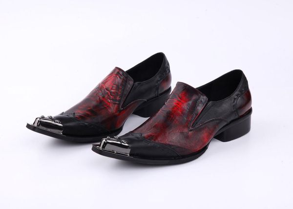 

silver toe men dress shoes genuine leather pointed toe slip on wedding party oxfords hot, Black