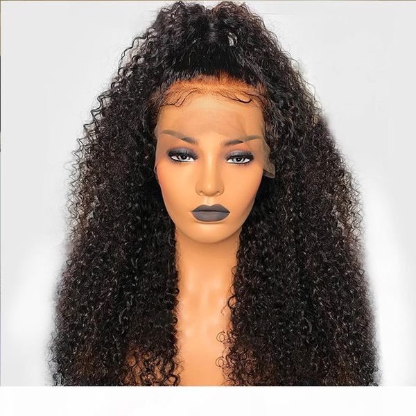 

ponytail 13x6 deep part malaysian lace front wig pre plucked virgin kinky curly human hair wigs with baby hair for black women 9a, Black;brown