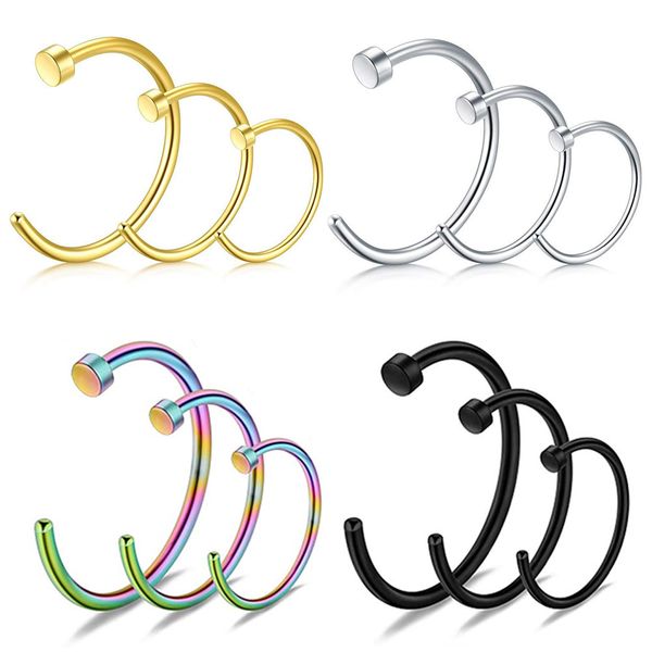 

1pc/lot 6/8/10mm stainless steel fake nose ring c clip lip ring earring body jewelry piercing earrings nose hoop ring unisex, Silver