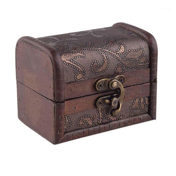 

storage boxes & bins wooden gift box vintage metal lock jewelry treasure chest case manual pearl necklace bracelet organizer1