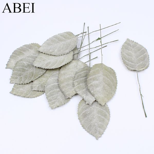 

24pcs/lot artificial leaf bouquet white plant faux foliage for christmas wedding party home decoration diy wreath garland craft