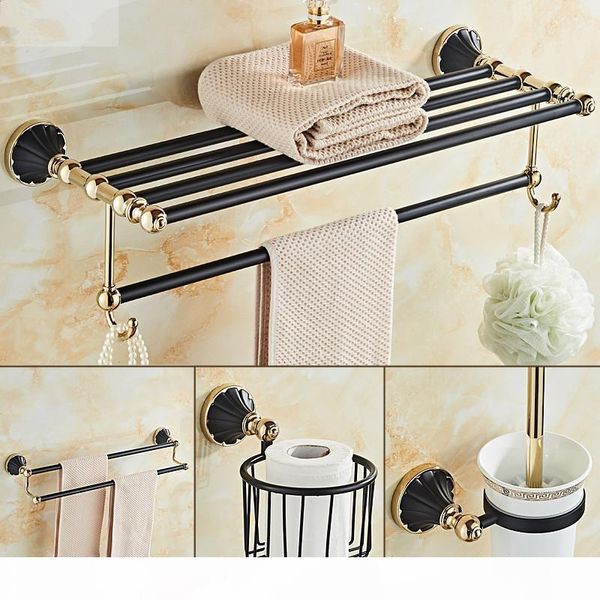 

bathroom accessories set black gold towel bar towel rack paper holder toilet brush holder corner shelf copper bath hardware set bbyrto
