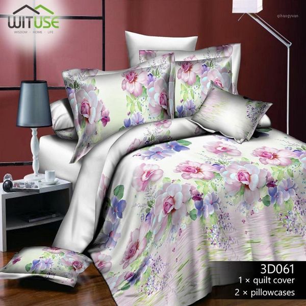 

new 3pcs  bedding sets 3d soft quilt duvet cover pillowcase set flower and animals printing for home decor1