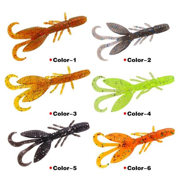 

new crystal simulation soft shrimp worms crank bait 6colors 5.5cm 1.4g 12pc/lot soft rubber sticks fishing lures