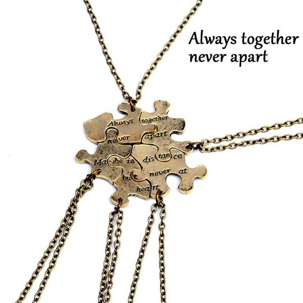 

fashion interlocking jigsaw puzzle pendant necklace friends friendship, Silver