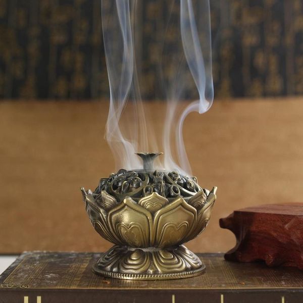 

chinese buddha alloy incense burner lotus flower incense holder handmade censer for buddhist home office decoration d wmtpcs
