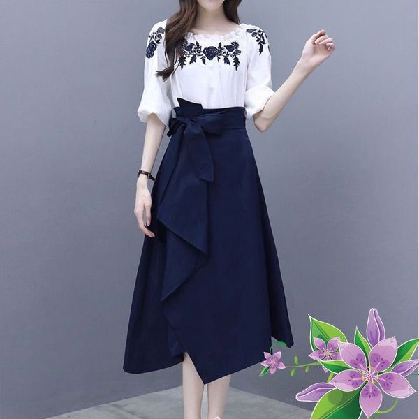 

goddess dress goddess two- spring-summer two-piece spring and summer 2020 new temperament korean suit women'sshoulder chic skirt two pi, Gray