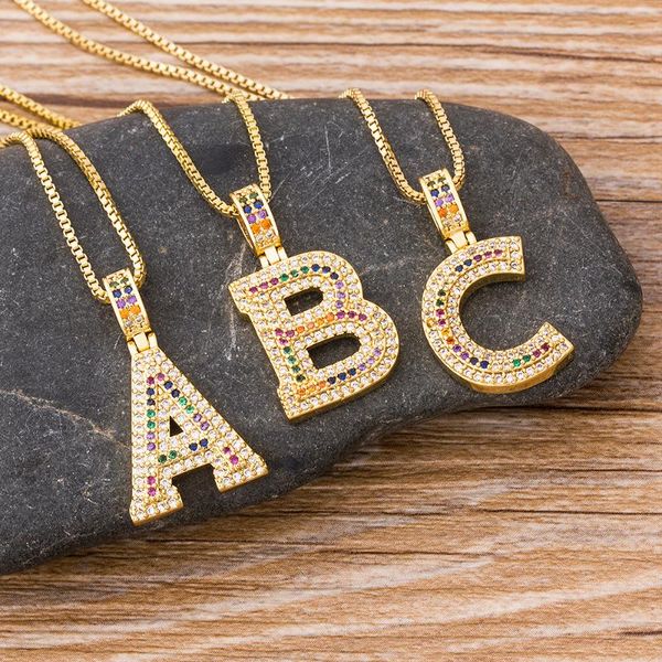 

chains fashion gold chain initial charms necklace pendant copper 26 letters for women cz jewelry name necklaces femme collier, Silver