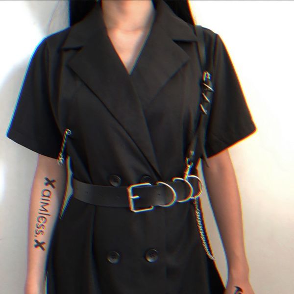 

dark net red coolins function cool wind punk chain belt accessories female decorative waist cover, Black;brown