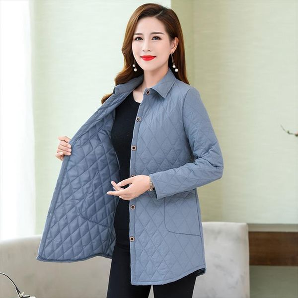 

2020 thin quilted jacket autumn winter warm long sleeved jacket parkas middle age women cotton padded mother cotton coat, Black