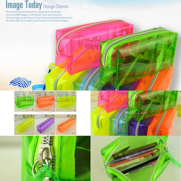 

pencil bags case pencil ins students pvc new pen boxes candy color student suppy supplies bag lih