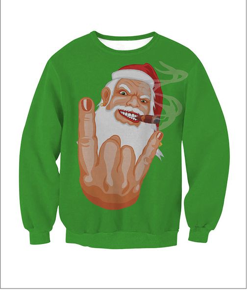 

2020 new 3d digital printing christmas clothing men and women wear round neck loose long sleeve sweater, Black
