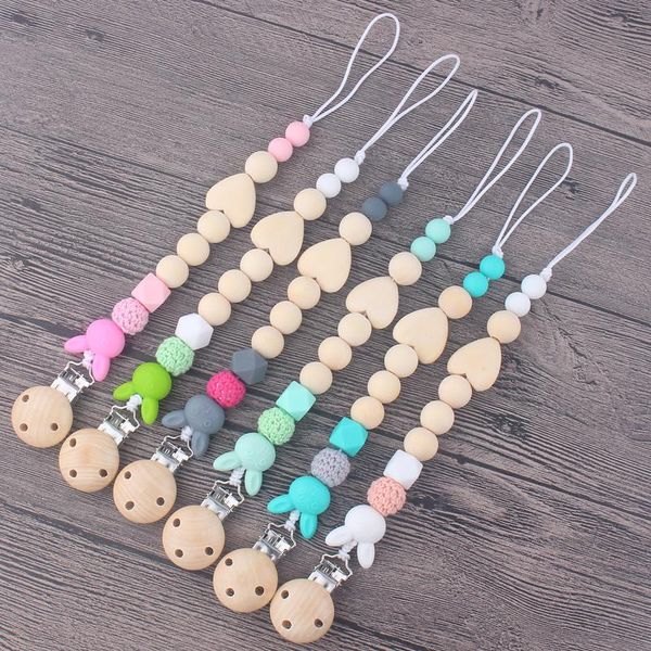 

toddler crochet pacifier beads strap leash wooden holder chains silicone clip infant toy baby sqcltw pingtoy
