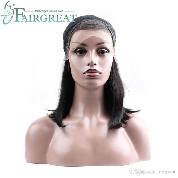 

fairgreat brazilian hair lace front human hair short bob wigs for women black 2# 4# color brazilian remy human hair 130% density wigs, Black;brown
