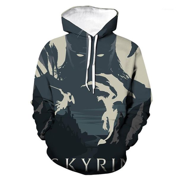 

2020 new hoodies the elder scrolls skyrim men women game 3d printed hooded sweatshirt cosplay hip hop pullover hoodie, Black